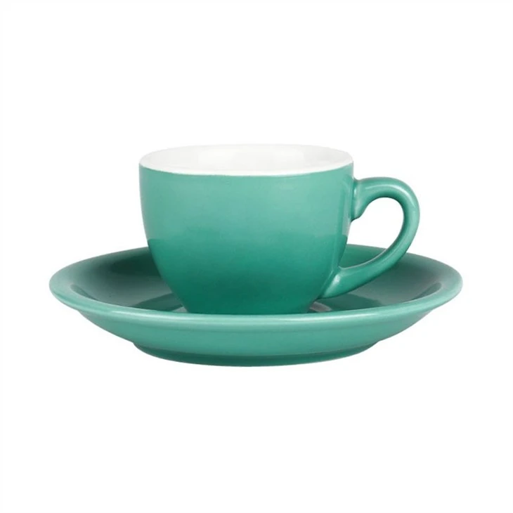 color glazed coffee cup saucer set 3